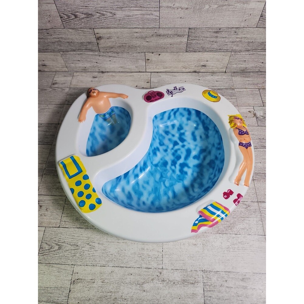 Swimming Pool Chip and Dip Serving Bowl - Plastic Bikini Sunbathing Vintage 80s